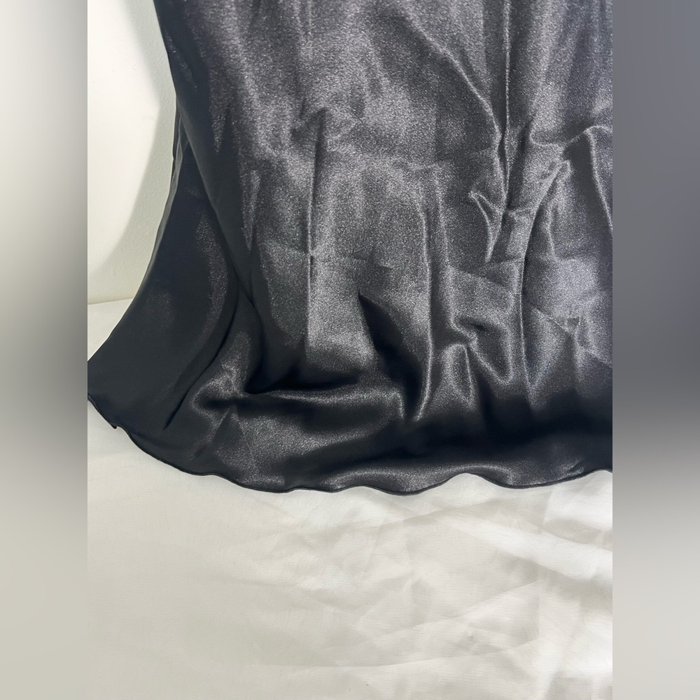 NWT Nicole Miller Black Satin Slip Dress Rhinestone Strap Size Small - Picture 5 of 14